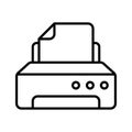 A streamlined printer icon representing printing functionality for documents, images, and more