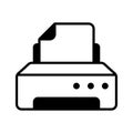 A streamlined printer icon representing printing functionality for documents, images, and more