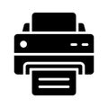 A streamlined printer icon representing printing functionality for documents, images, and more