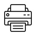 A streamlined printer icon representing printing functionality for documents, images, and more