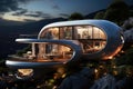 Streamlined shapes of the exterior of the house of the future