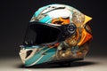 Streamlined Woman racer helmet. Generate Ai