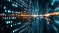 Digital data flow illustrating binary code and information transfer. Generative AI Royalty Free Stock Photo