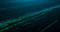 Streams of binary code, predominantly in green and blue shades, flow diagonally Royalty Free Stock Photo