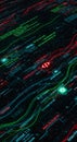 Streams of digital text and code flow diagonally on a dark background, featuring Royalty Free Stock Photo