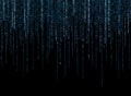 Blue Binary Code Matrix Data Stream Falling on Black Background Digital Technology Concept Royalty Free Stock Photo