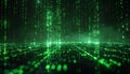 Glowing Green Digital Code Falling in Cyberspace Royalty Free Stock Photo