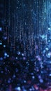 Streams of numeric code cascade like rain on a dark background, evoking movement and tech aesthetics