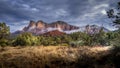 Streams and Puddles on the Red Rocks the Munds Mountain after a heavy rainfall near the town of Sedona Royalty Free Stock Photo