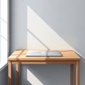 Streams through a window casting geometric shadows on the table and Royalty Free Stock Photo