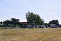 Strechov nad Sazavou, Czech republic - June 02, 2018: filling station named Benzina with parked cars and camions in sunny morning