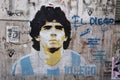 Streert art of Diego Armando Maradona at Caminito street in La Boca, Buenos Aires, Argentina