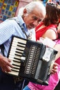 STREET ACORDEON MUSICIAN, TEPOZTLAN, MEXICO Royalty Free Stock Photo