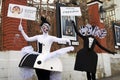 Street actors perform in Hermitage Garden in Moscow