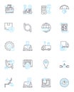 Street address linear icons set. Number, Sign, Avenue, Road, Boulevard, Direction, Intersection line vector and concept