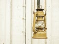 Street aged vintage kerosene oil lamp outdoor