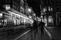 Street Amsterdam , black and white holland ,Netherland , night Royalty Free Stock Photo