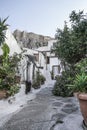 Street of Anafiotika in old town of Athens in Greece.