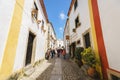Street and Ancient Buildings and Walls in old Town, Obidos, Portugal