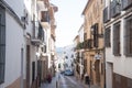 Street in Antequera. Row of white houses. Spanish street.