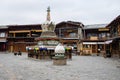 Street and architecture building at Dukezong old town, located in Zhongdian city Shangri-La. landmark and popular spot for