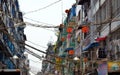 A street archtecture view with colonial building in the town of Yangon