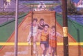 Street art depicting joggers in the Los Angeles Marathon