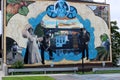 Street art that depicts life on the Erie Canal, Lockport, New York, 2018