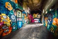 Street art graffiti Abandoned spy tower room, Teufelsberg Berlin, Germany