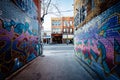 Street art in Graffiti Alley, in the Fashion District of Toronto Royalty Free Stock Photo