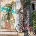 Street art graffiti on a wall in the street of Cartagena, Colombia, South America Royalty Free Stock Photo