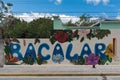Street art on a house wall in the center of bacalar, quintana roo, mexico