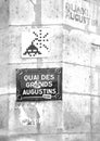 Street art. Invader. Mosaic. Quai des grands Augustins Paris 6 th arrondissement. France Royalty Free Stock Photo