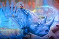 Street art Montreal blue rhino