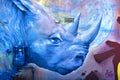 Street art Montreal blue rhino