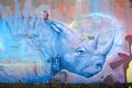 Street art Montreal blue rhino