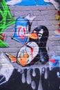 Street art Montreal dead penguin