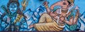 Street Art Mural of Hindu Gods in Varanasi, India Royalty Free Stock Photo