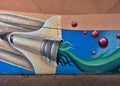 Street art mural showing space shuttle octopus tentacles Royalty Free Stock Photo