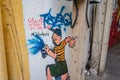 Street art in Old Alley building on talat noi.Talad Noi Talat Noi, Royalty Free Stock Photo
