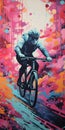 Vibrant Colorful Bicycle Painting With Splashes Of Colors Royalty Free Stock Photo
