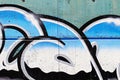 Street art, segment of an urban grafitti on wall, chrome letters