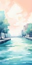 Street Art: Serene River Artwork With Abstract Watercolor Technique In 8k Uhd