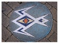 Colorful figurines decorate stoned sidewalk of downtown Austin, Texas. Royalty Free Stock Photo