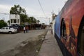 Street art on the wall in the city of Paracas. Peru