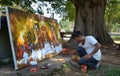 Street Artist drawing Kandy Perahara