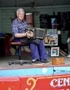 Street artist accordion player in the El Caminito district, Buenos Aires, Argentina, October 22, 2024. Royalty Free Stock Photo