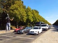 Street artist. acrobat juggler who performs Royalty Free Stock Photo