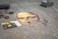 Street artist painting the Mona Lisa in Florence,Italy