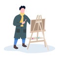 Street artist with easel semi flat color vector character